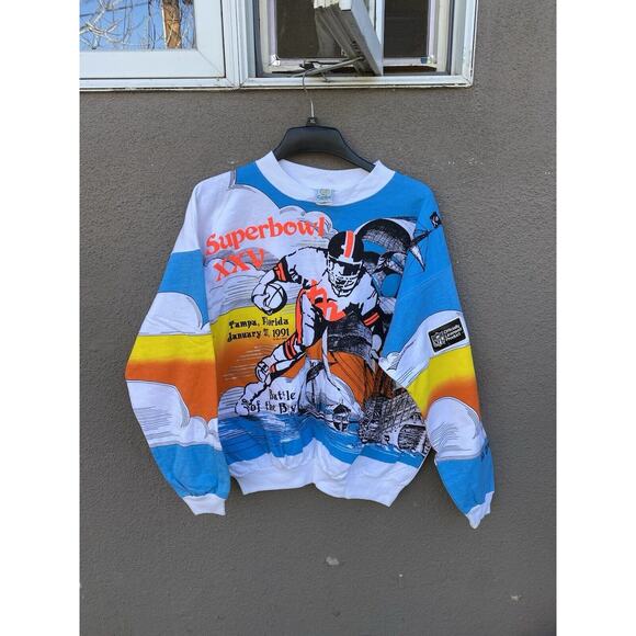 Vintage Superbowl XXV Battle Of The Bay Crewneck Sweatshirt Size XL Deadstock